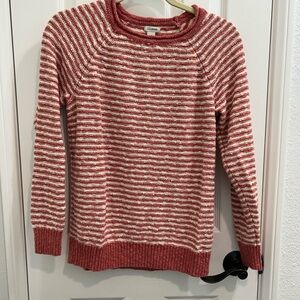 L.L. Bean Red and Cream Crew Neck Sweater